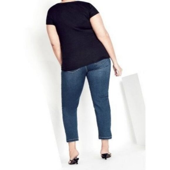 Avenue Women Plus Denima Pull On Petite Length Jeans Mid Wash Size 22W NWT - Picture 2 of 2